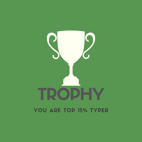 You are in Top 15% top Typers All around the World